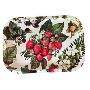 Vintage Department 56 Berries Metal Tin Serving Tray Strawberries Retro